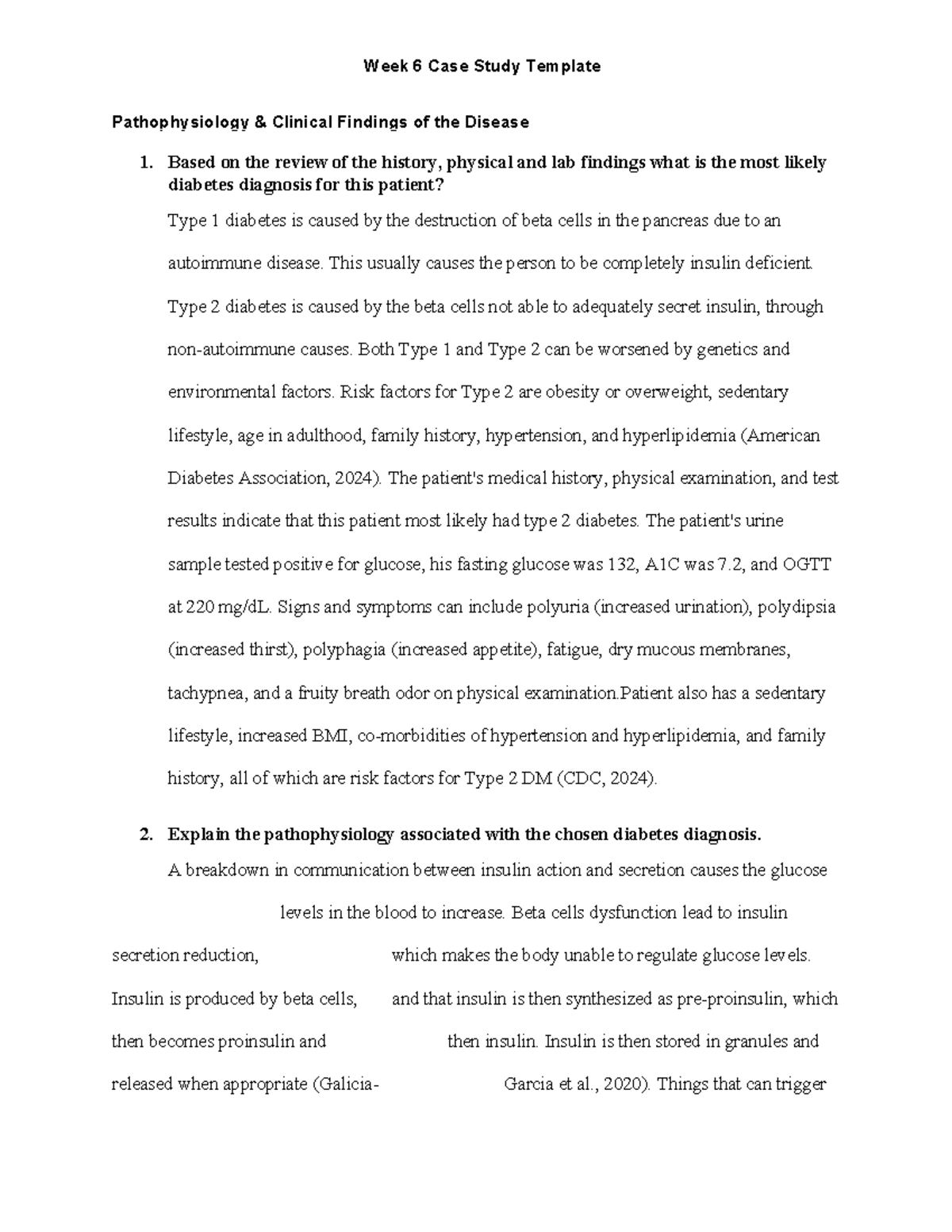 FNP NR507 Week6 Case Study Template - Pathophysiology & Clinical ...