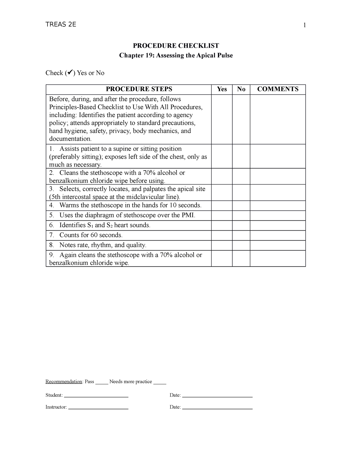 Fadavis treas, 9534, basic nursing, chk, chp19-03 - TREAS 2E PROCEDURE ...