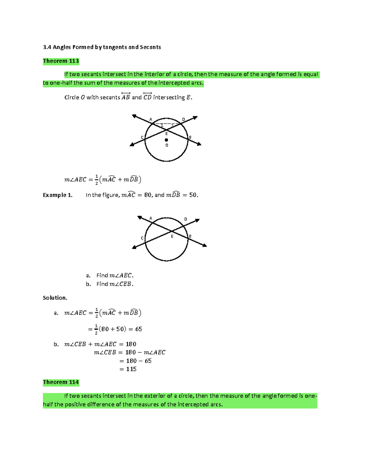 Module 3.4 Math 10 (Angles Formed By Tangents And Secants) - 3 Angles ...