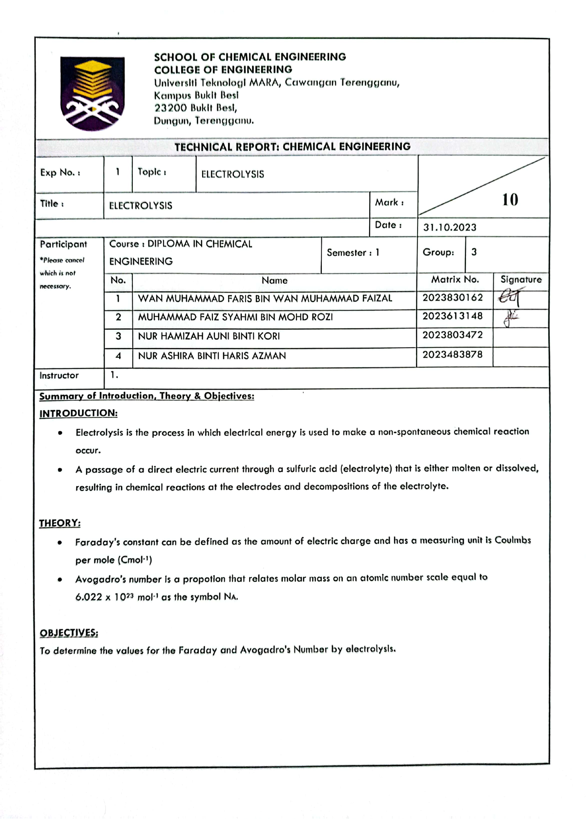 Lab Report B3 - Kimia - Studocu