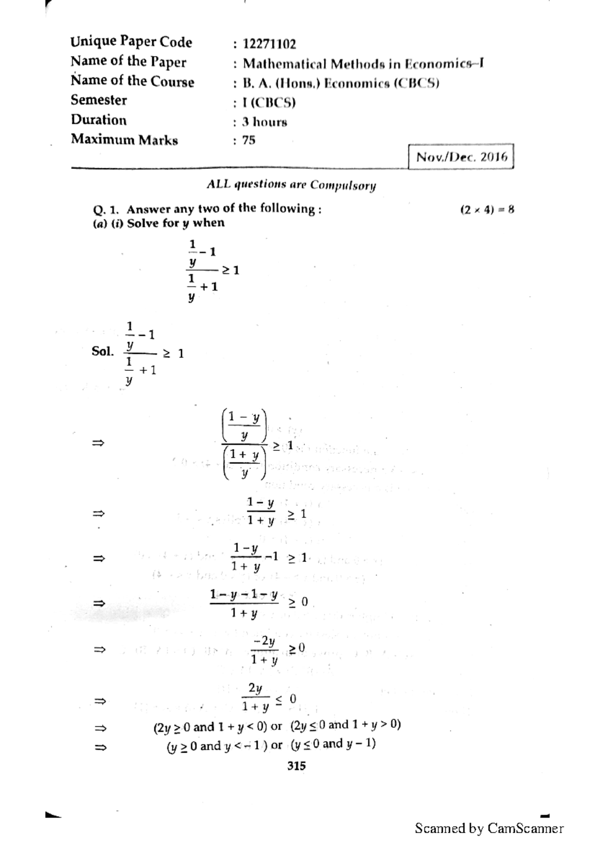 2016 - PREVIOUS YEAR QUESTIONS MME - Mathematical Methods - Studocu