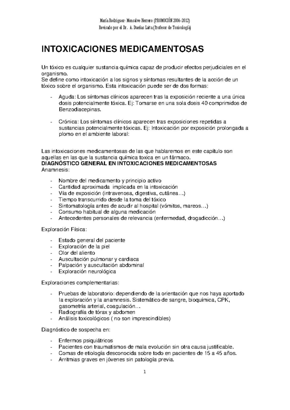 13U. Intoxicaciones Medicamentosas (Analgésicos, Benzodiacepinas Y ...