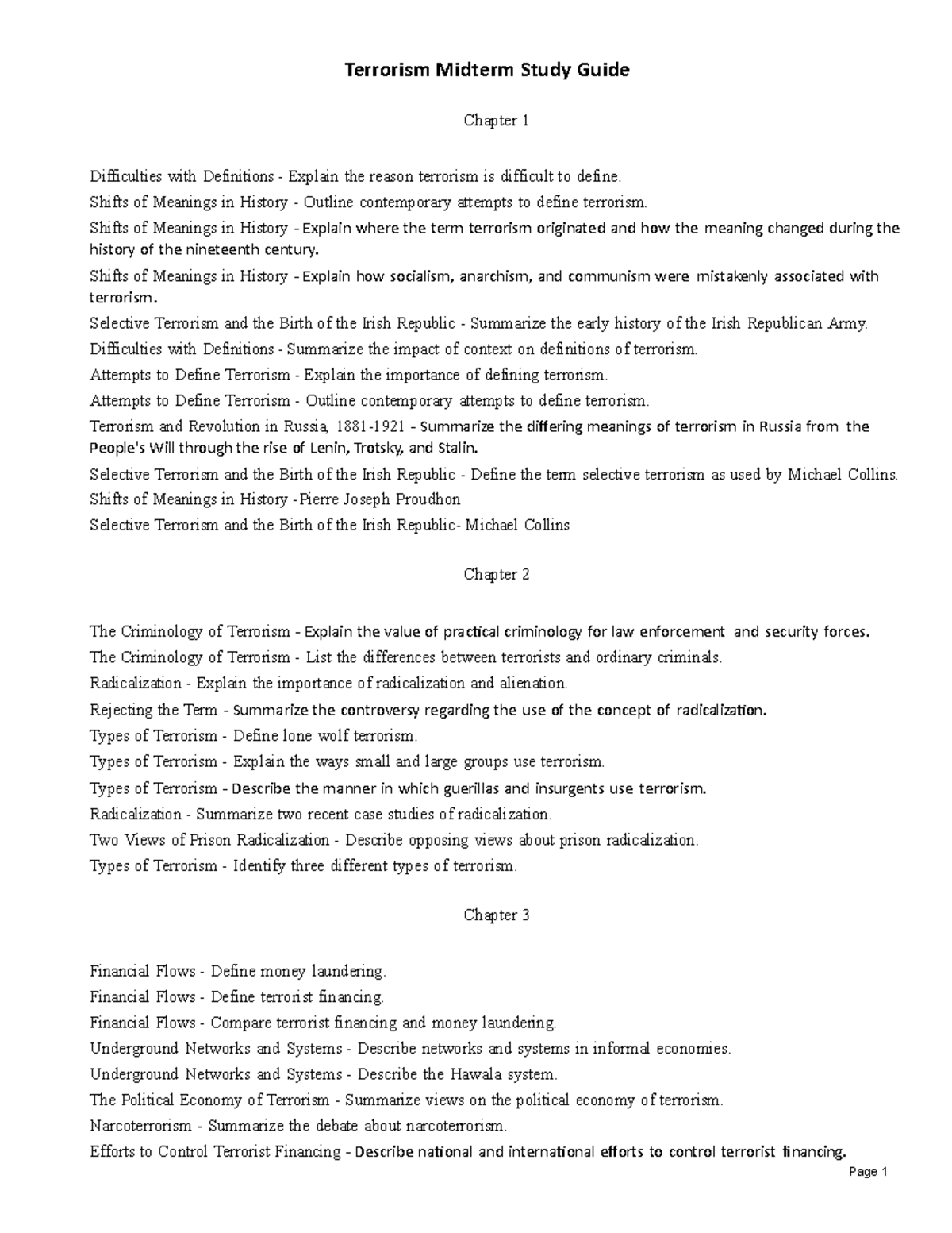 Midterm study guide - These are all lecture notes from chapters 1-8 ...