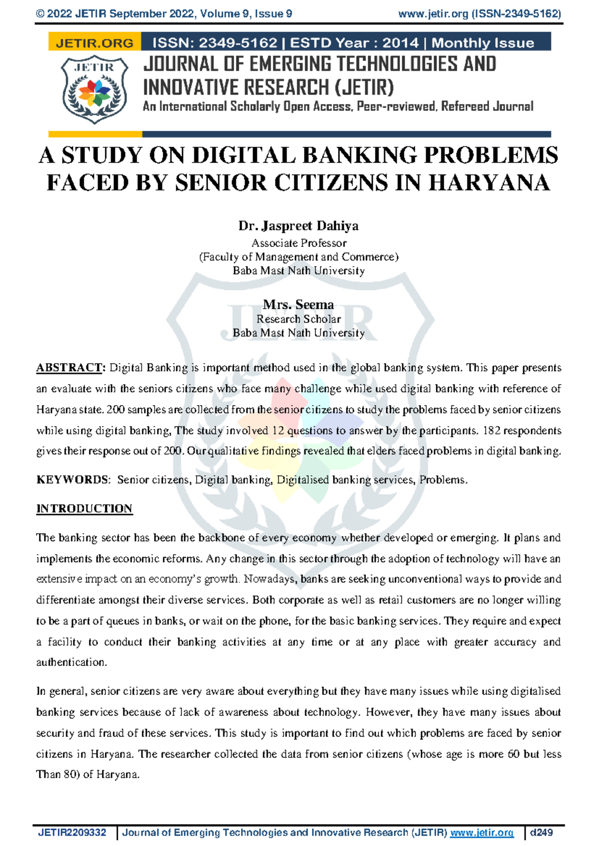 Digital banking - N/A - A STUDY ON DIGITAL BANKING PROBLEMS FACED BY ...