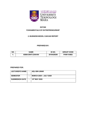 ent300 individual assignment report