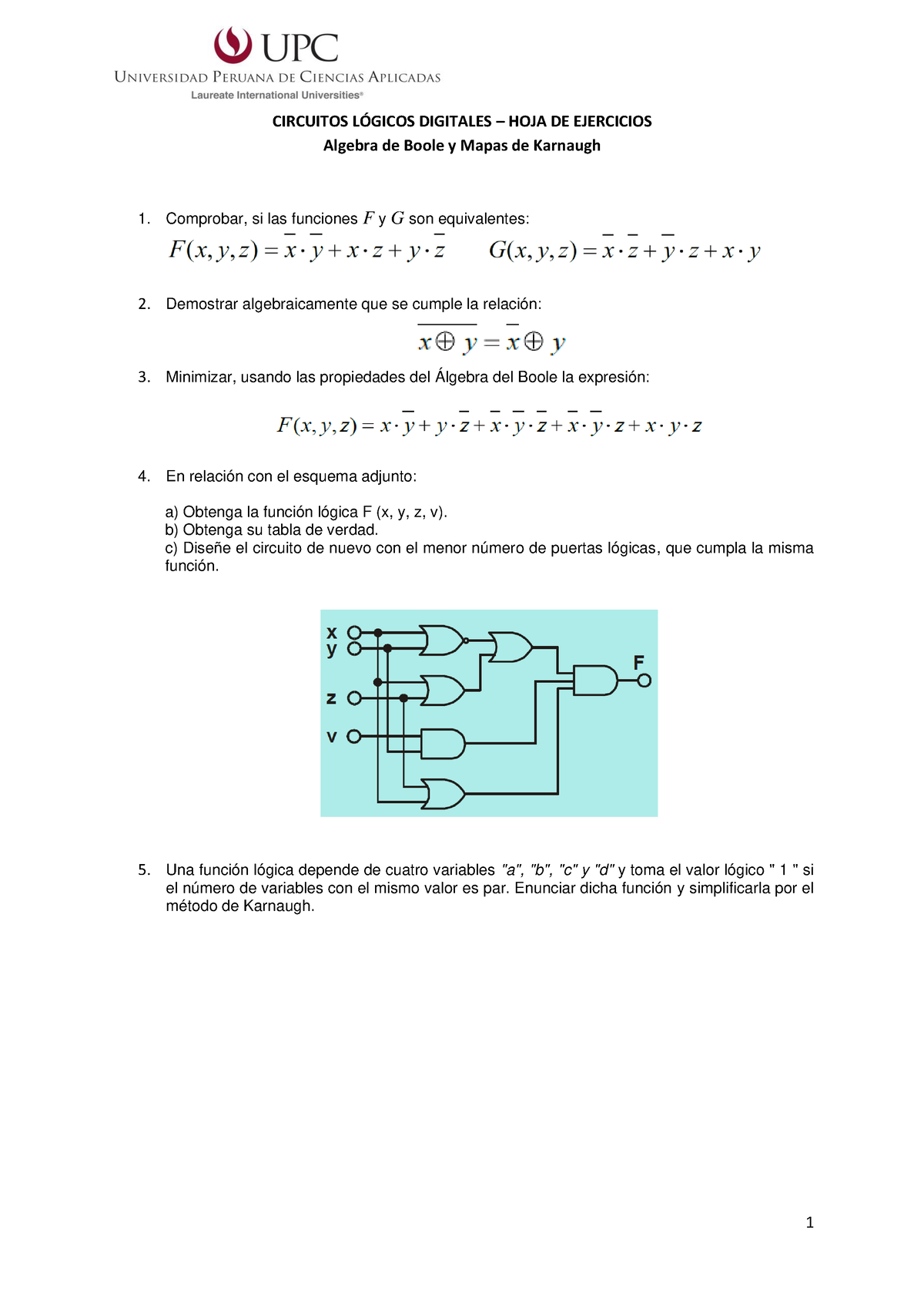 6. Ejercicios Propuestos - 1 CIRCUITOS L”GICOS DIGITALES – HOJA DE ...