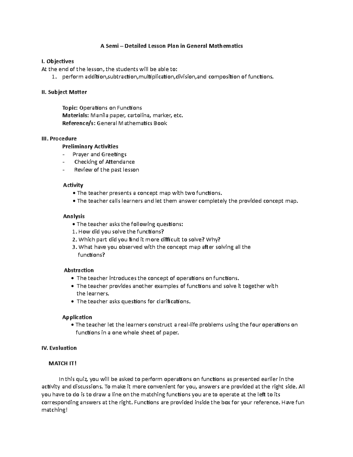 Semi Detailed Lesson Plan - A Semi – Detailed Lesson Plan in General ...