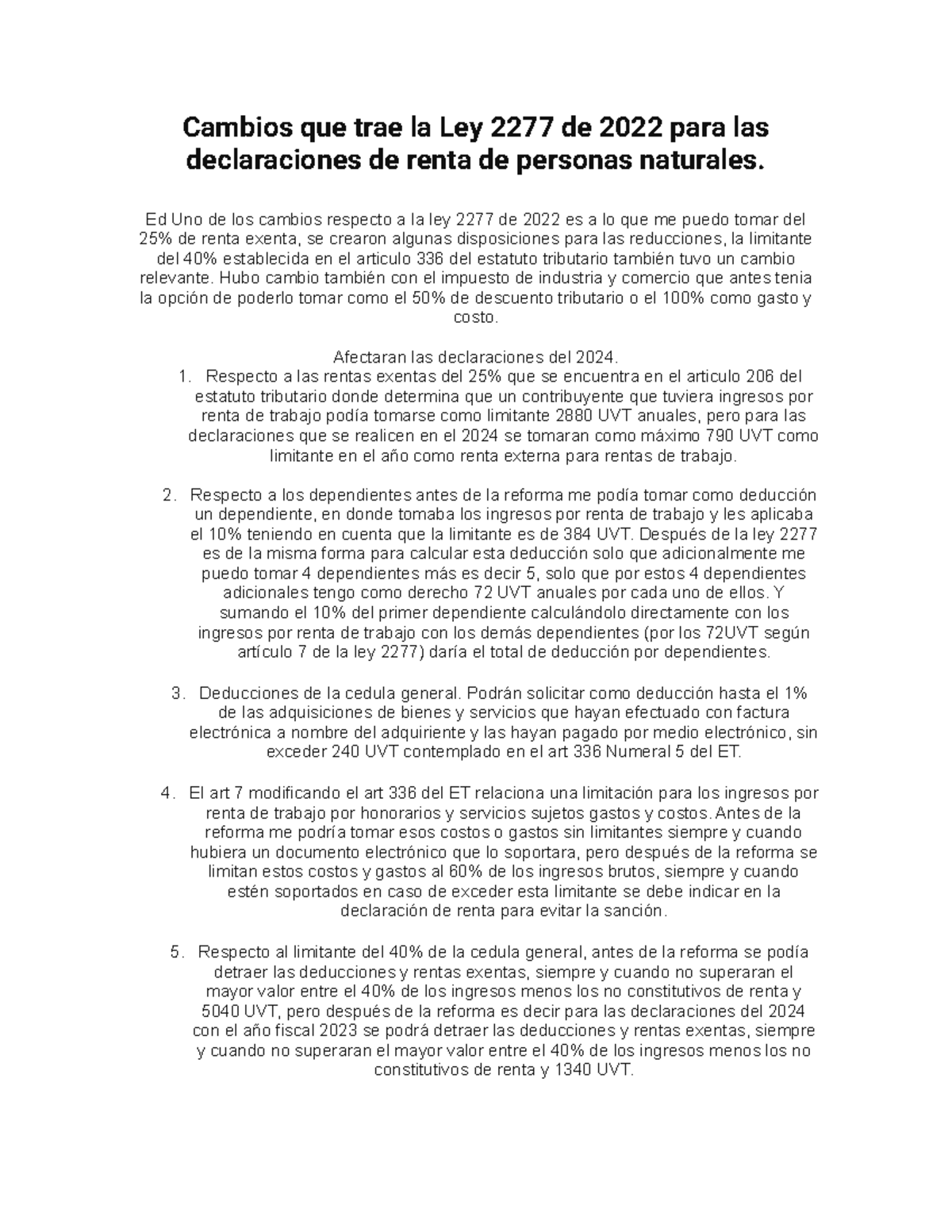 Cambios que trae la Ley 2277 - Ed Uno de los cambios respecto a la ley ...
