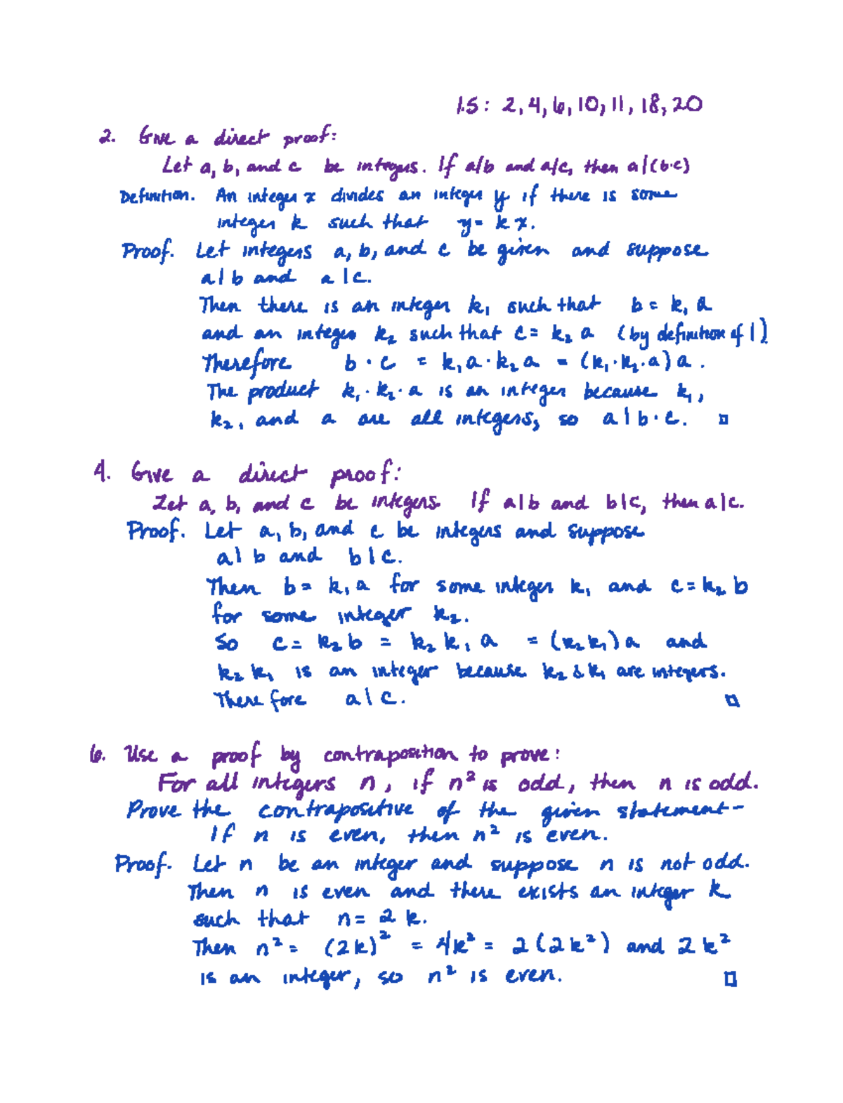 1.5 Methods of Proof Solutions - 1 2,4 6,10 11 18, ####### 2 Give a ...