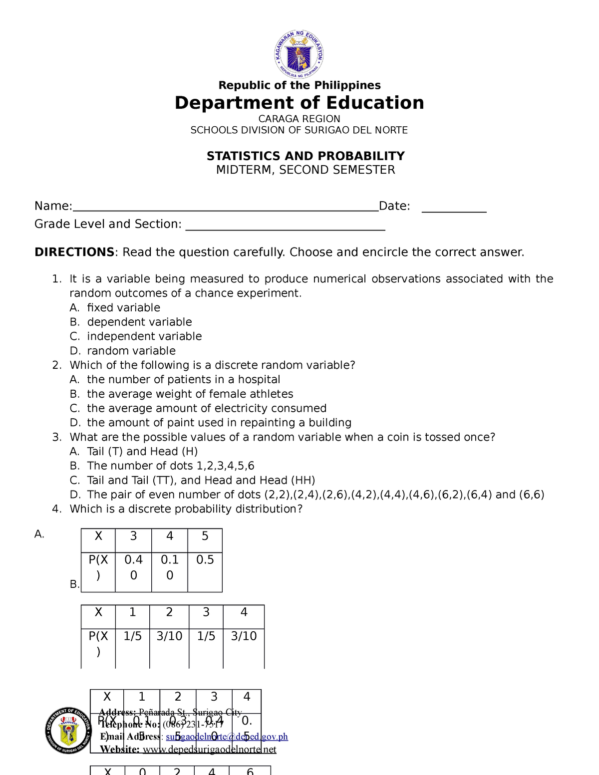 Statistics-AND- Probability - Republic Of The Philippines Department Of ...