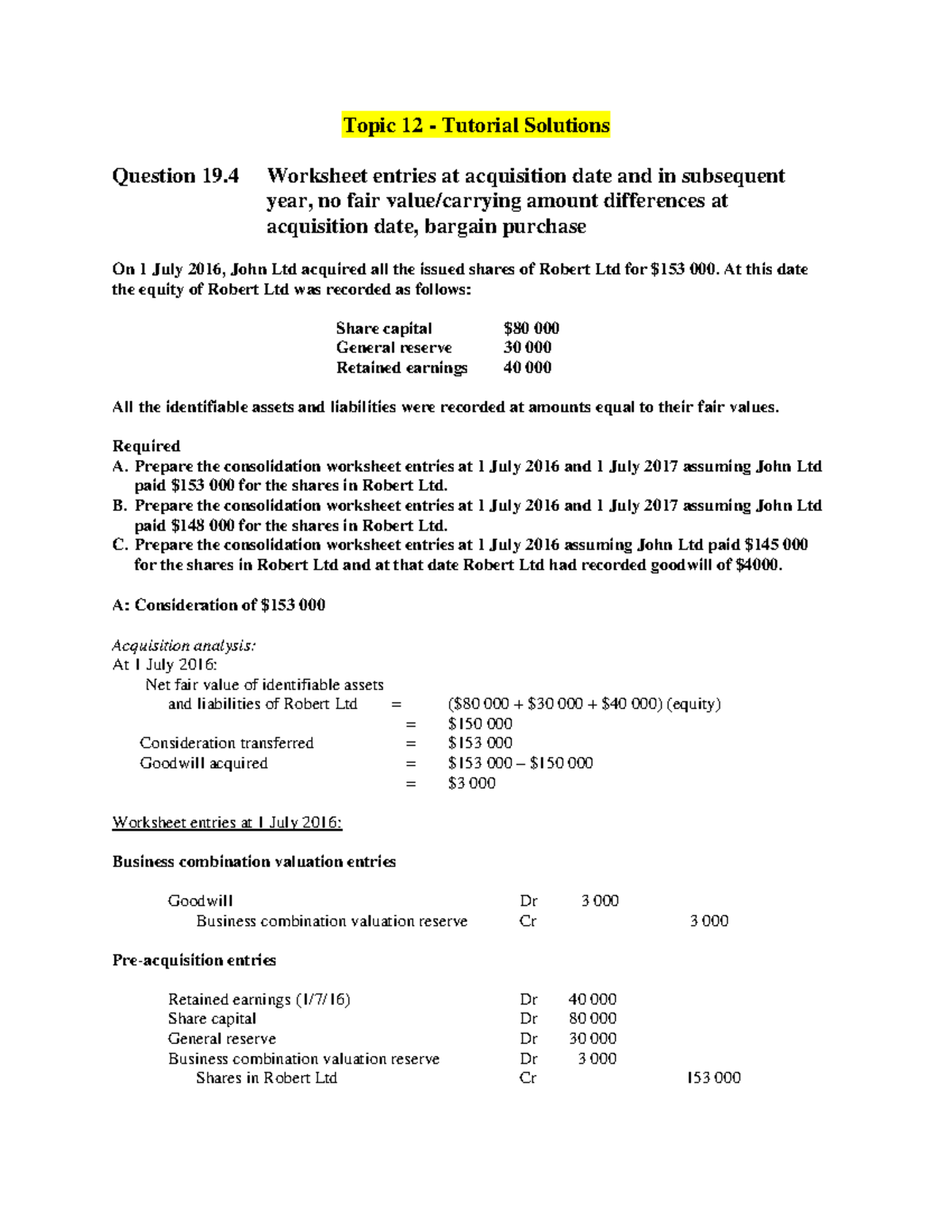 Topic 12 Tutorial Solutions Financial Accounting USP Studocu