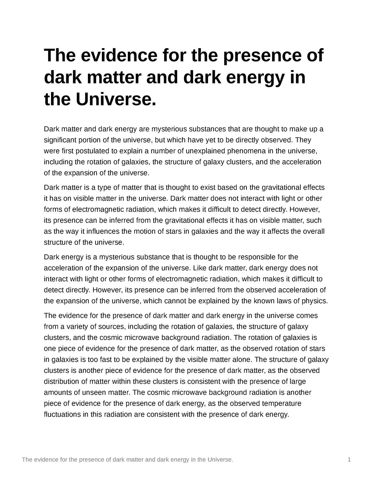 dark matter essay