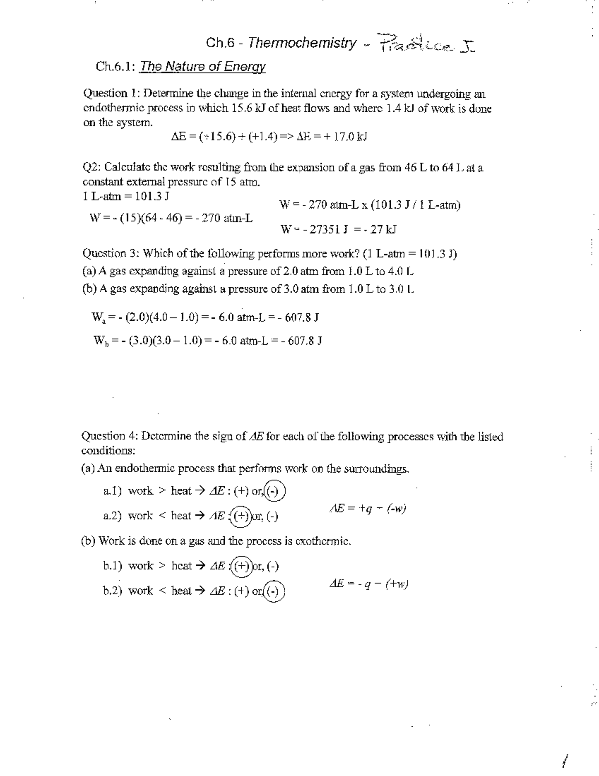 Ch6 Thermochemistry Practice Problems key Bed science Studocu