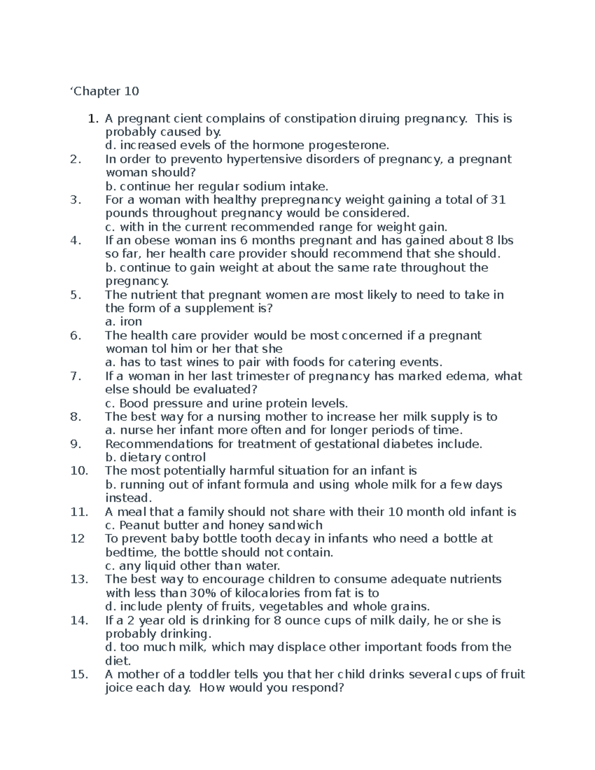 Chapter 10 - Nutrition Study Guide For Exam 2 - ‘Chapter 10 A Pregnant ...