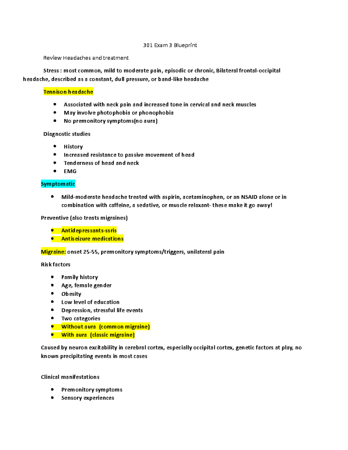301 Exam 3 Blueprint - This is a blue print - 301 Exam 3 Blueprint ...