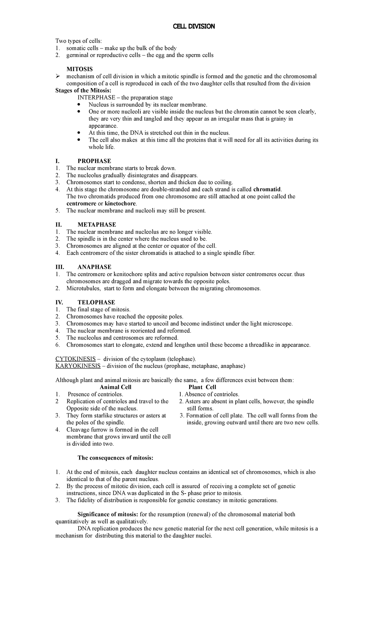 CELL Division - CELL DIVISION Two types of cells: somatic cells – make ...