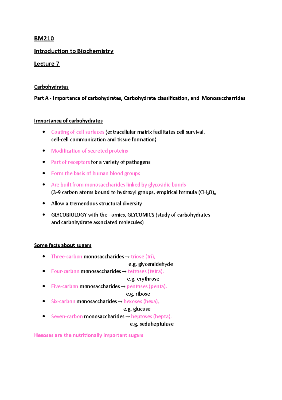 BM210 Lecture 7 - BM210 - Strath - Studocu