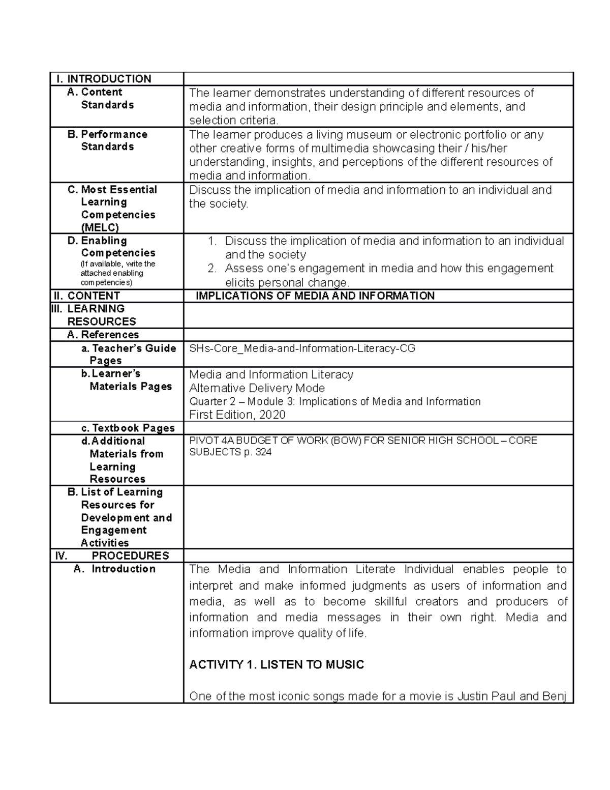 MIL Q2 - 5 - notes for media and information literacy - I. INTRODUCTION ...