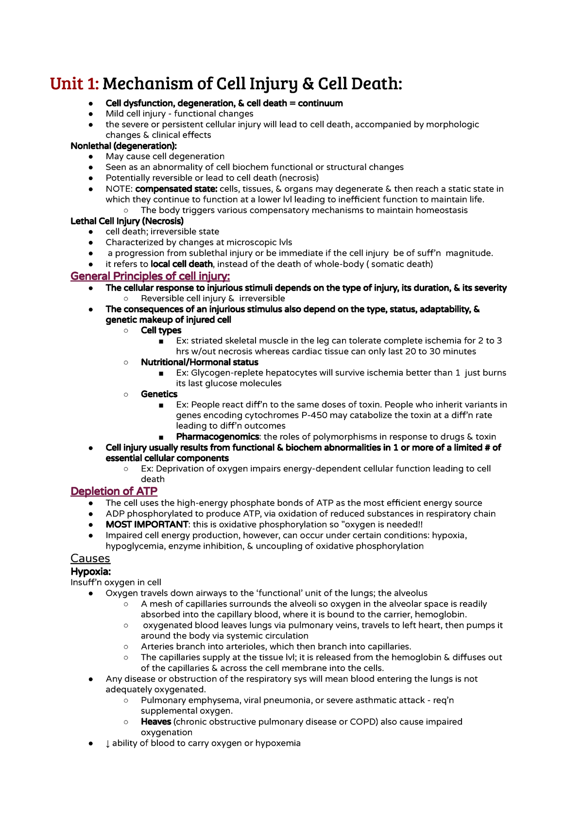 unit-1-mechanism-of-cell-injury-and-cell-death-unit-1-mechanism-of