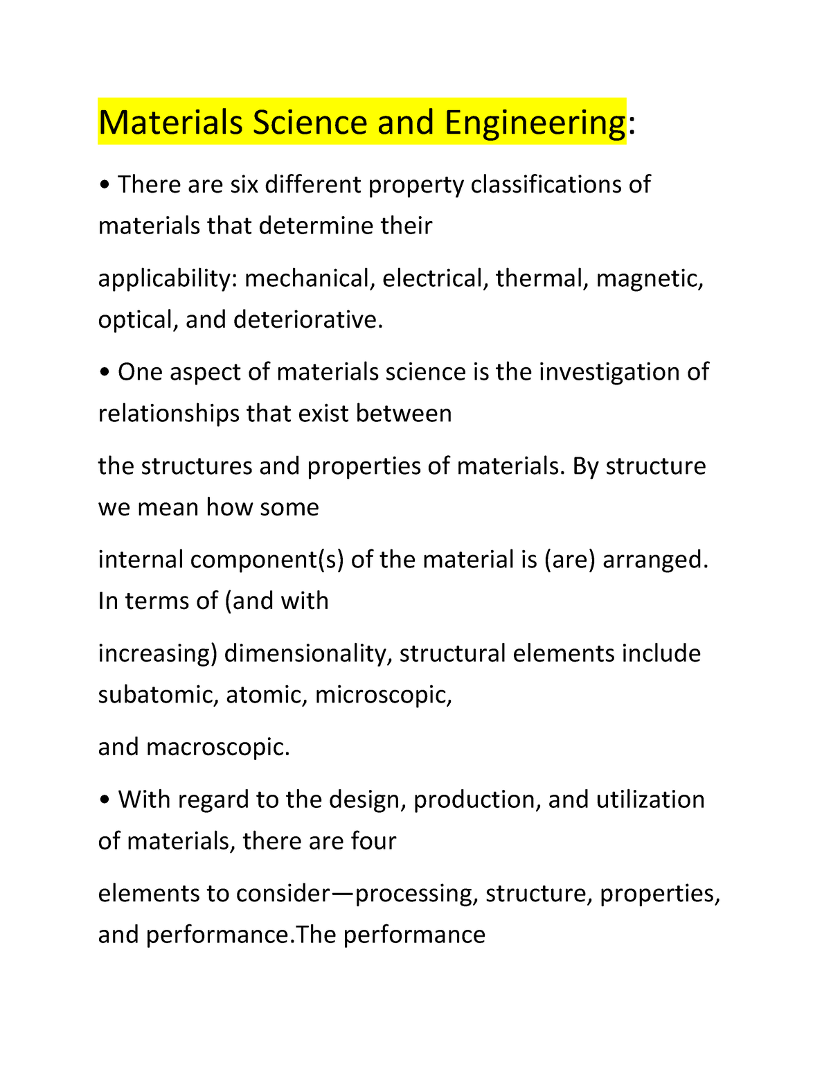 Materials Science And Engineering Summeries - Materials Science And ...