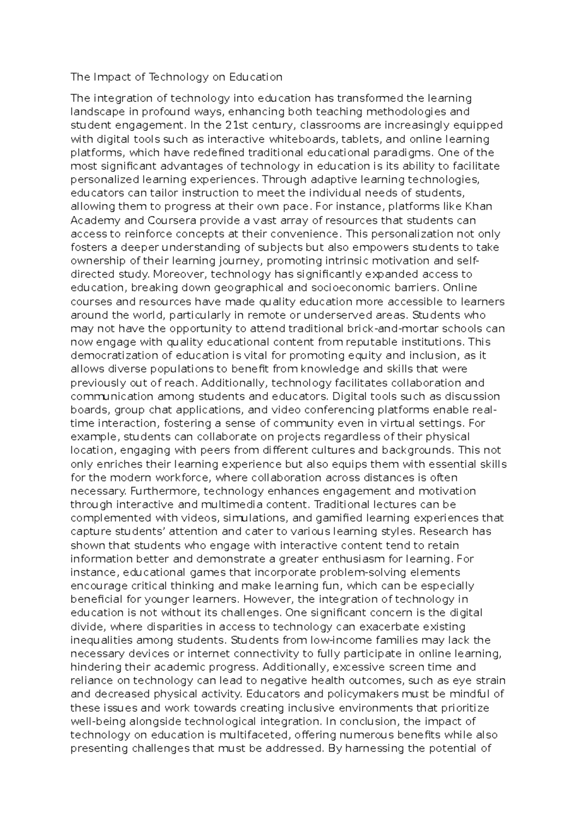 The Impact of Technology on Education - In the 21st century, classrooms ...