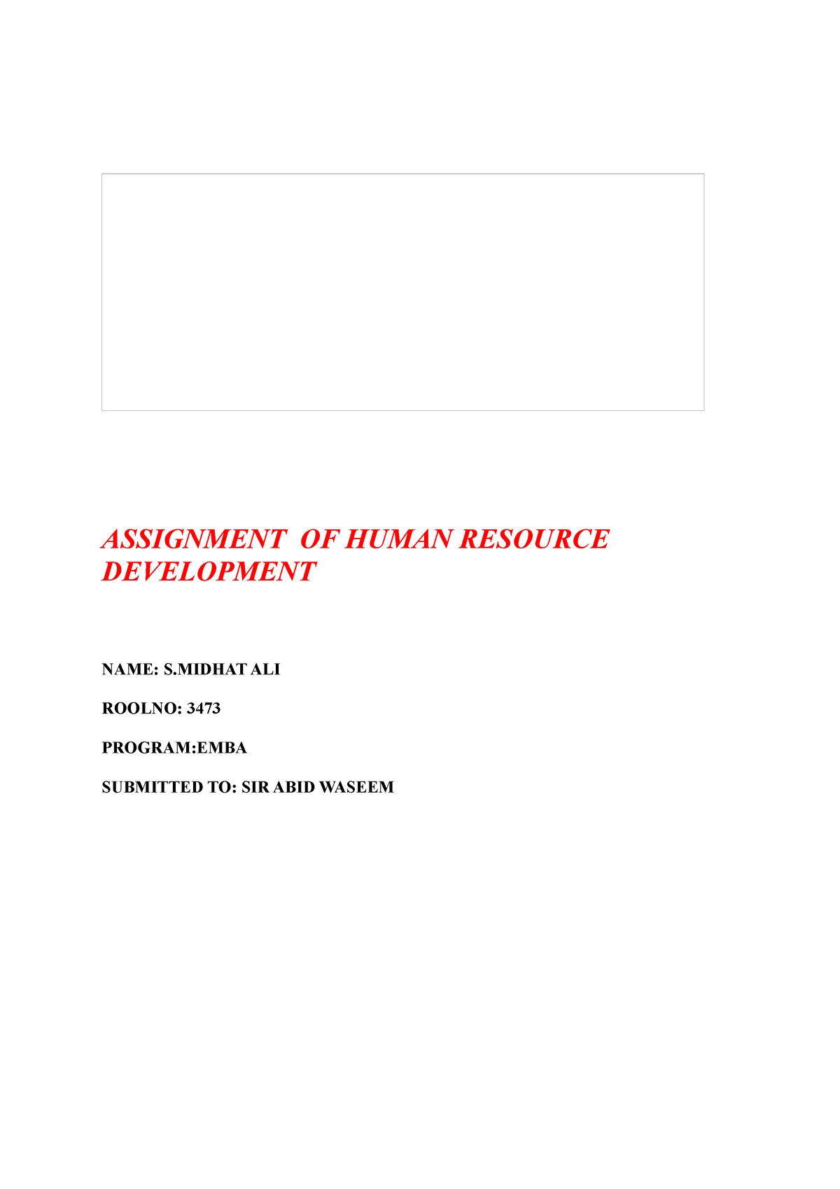 human resource development assignment pdf