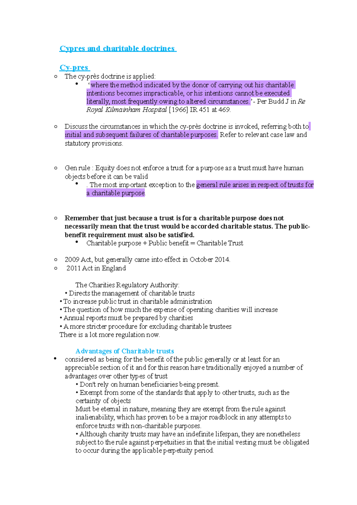 Cypres and charitable doctrines - Cypres and charitable doctrines Cy ...