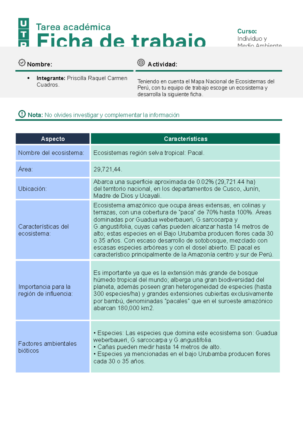 Semana 02 Word Ficha De Trabajo Tarea Nombre Actividad Alumno 1