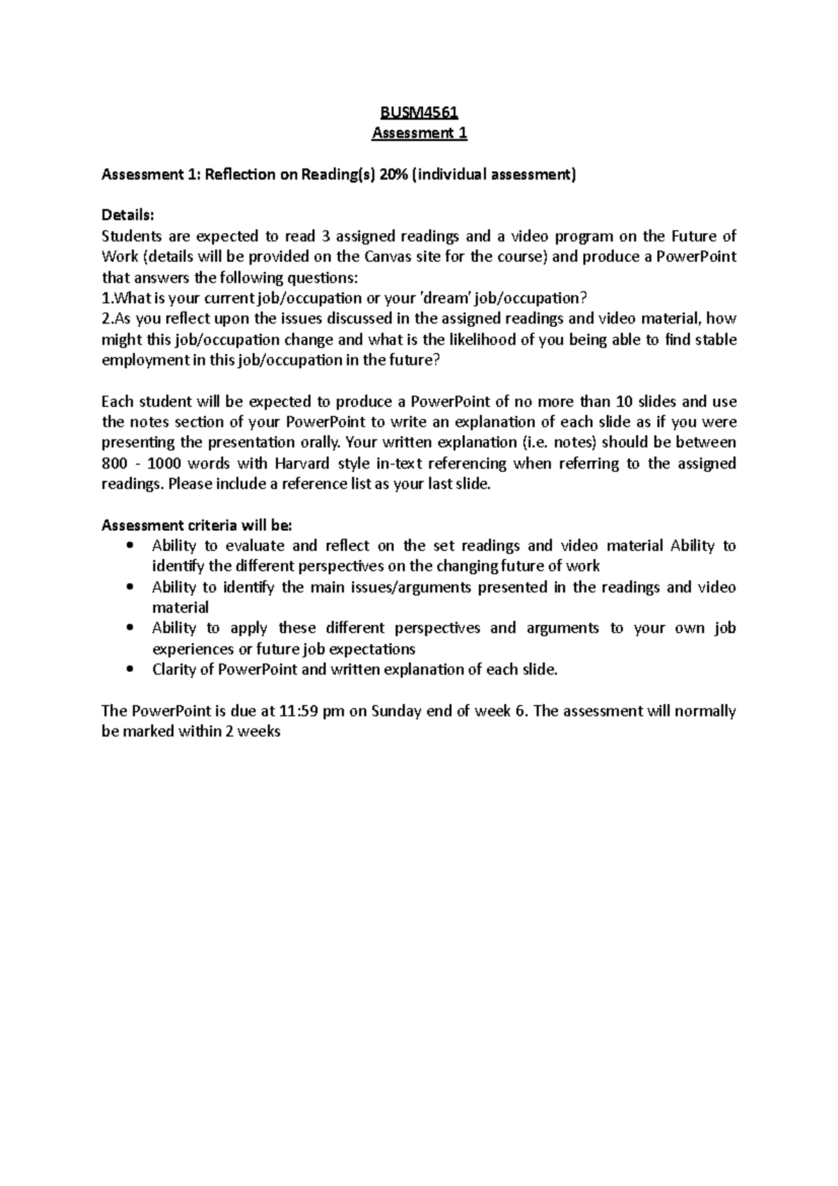 BUSM4561 - Asessment 1-1 - reflection on reading - Work in Global ...