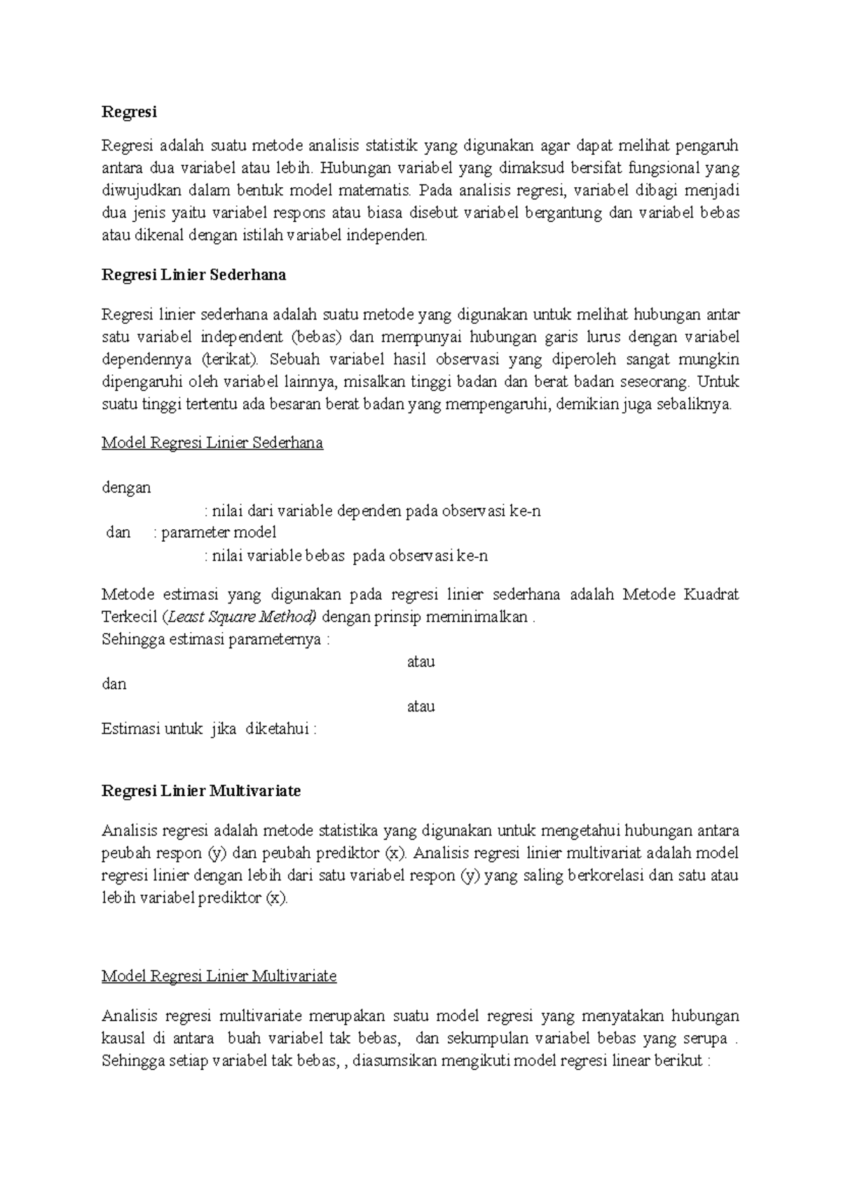 Regresi (Machine Learning) - Regresi Regresi adalah suatu metode ...