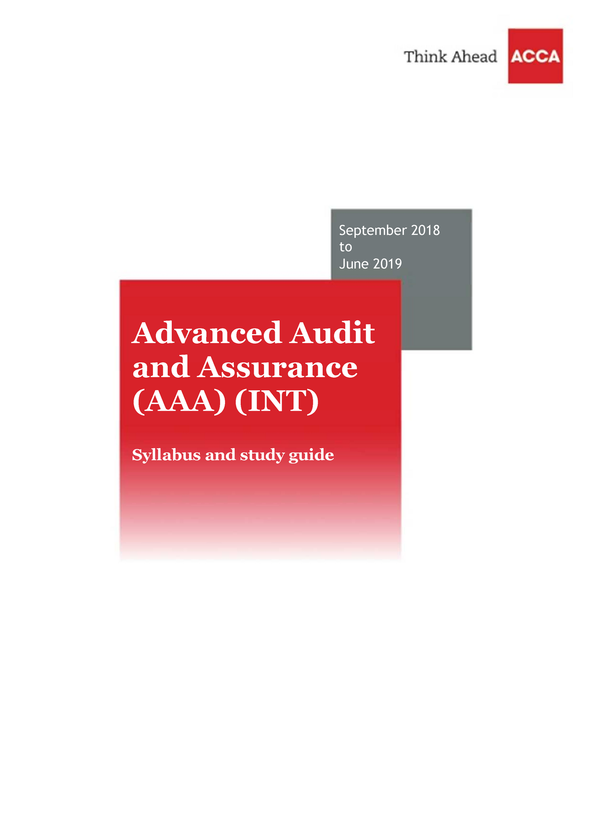 Aaa Int Sg Sept18 Jun19 - Advanced Audit And Assurance (AAA) (INT ...