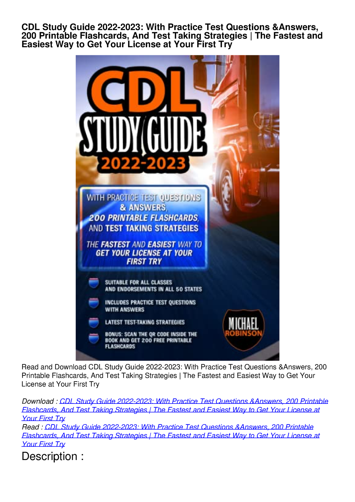 DOWNLOAD/PDF CDL Study Guide 2022-2023: With Practice Test Questions ...