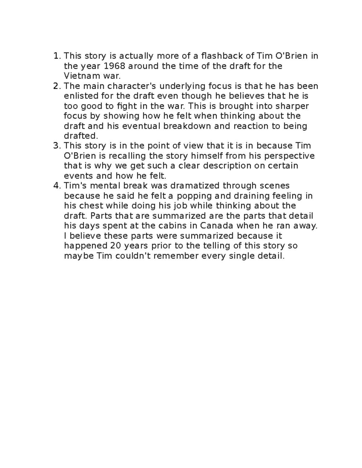 RLAW3 DS Read "On the Rainy River" by Tim O'Brien (page 287). After reading, respond This