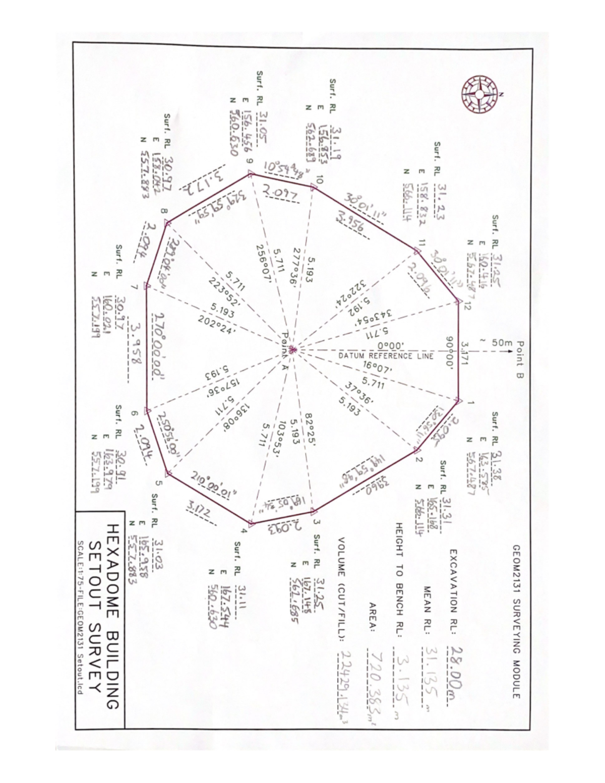 GEOM2131 Building Setout - Point B GEOM2131 SURVEYING MODULE N Surf. RL ...