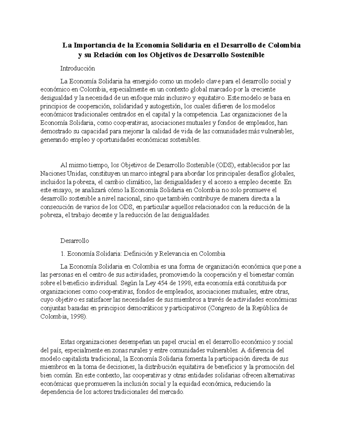 La Importancia de la Economía Solidaria en el Desarrollo de Colombia y ...