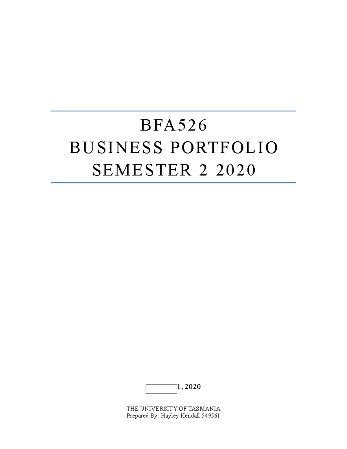 BFA526 Assignment 3 - B FA 5 2 6 B U S I N E S S P O RT F O L I O S E M ...
