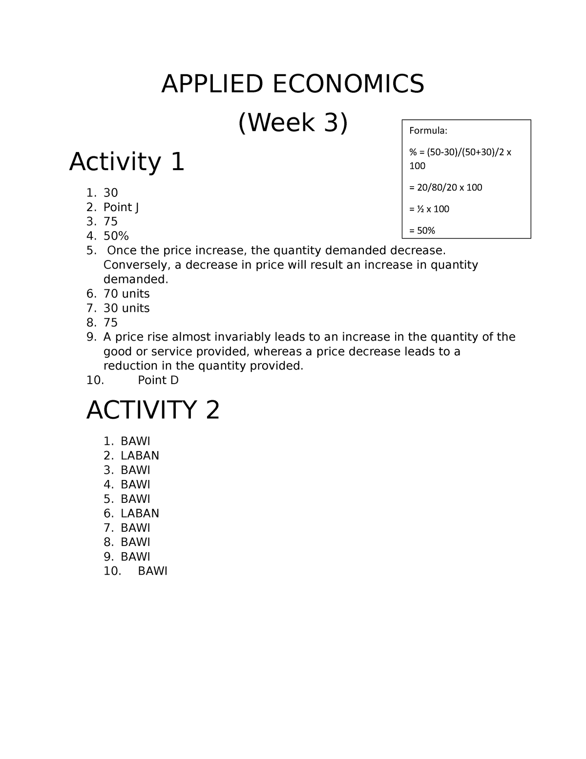 Applied Economics 3-4 - Economic - APPLIED ECONOMICS (Week 3) Activity ...