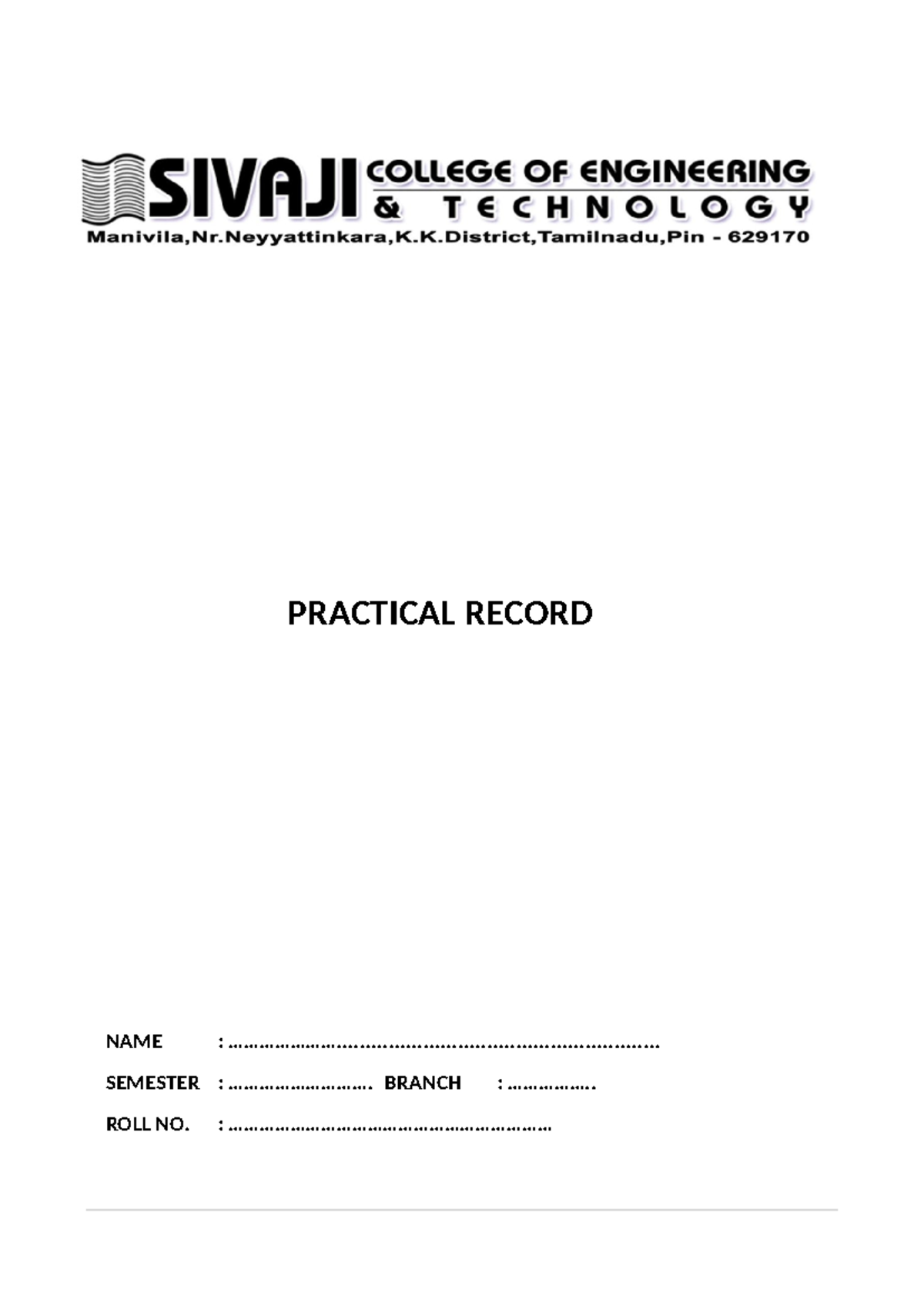 Lot - Copy - PRACTICAL RECORD NAME : - Studocu