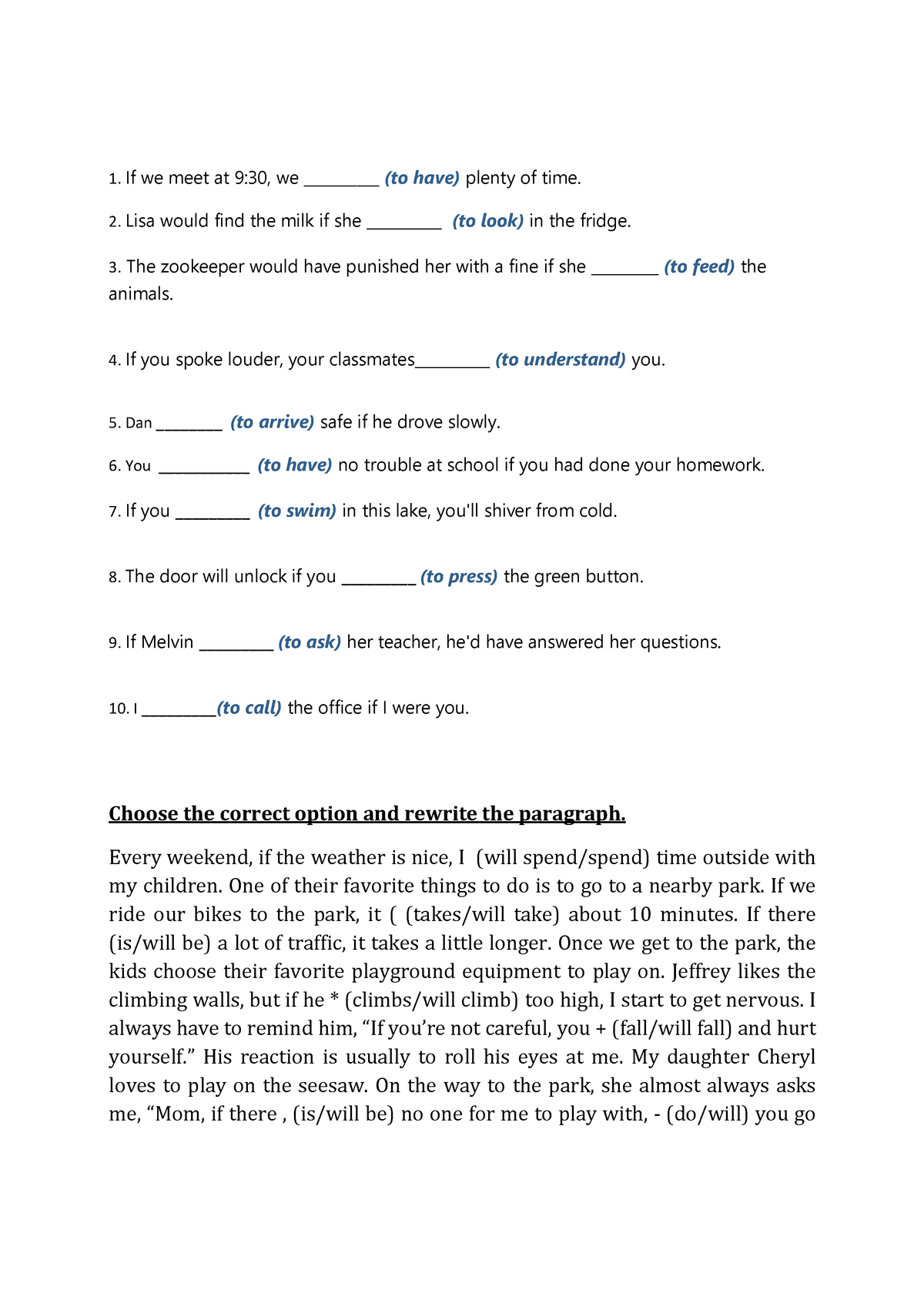 exercise-conditionals-if-we-meet-at-9-30-we-to-have