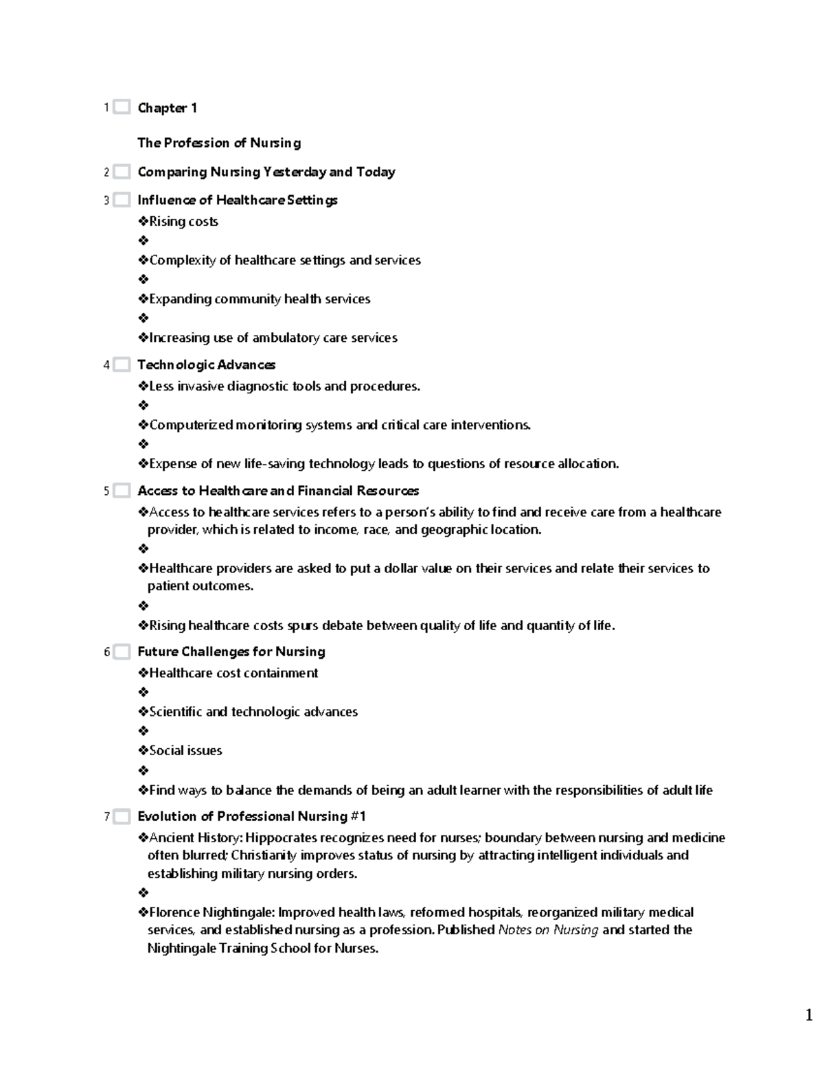 Chapter 1 - The Profession of Nursing and the history of nursing for ...