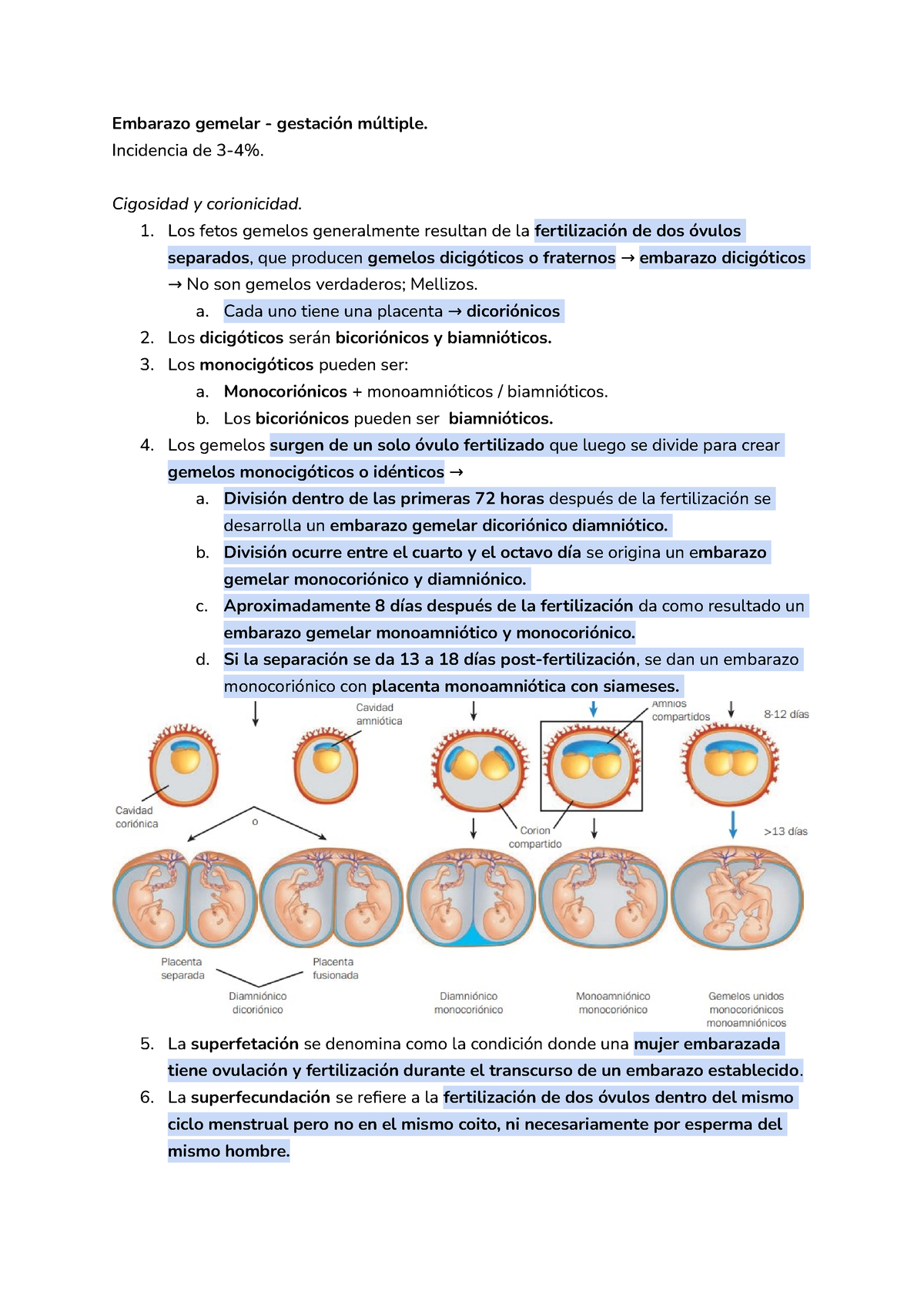 Embarazo Gemelar. - Incidencia De 3-4%. Cigosidad Y Corionicidad. 1 ...