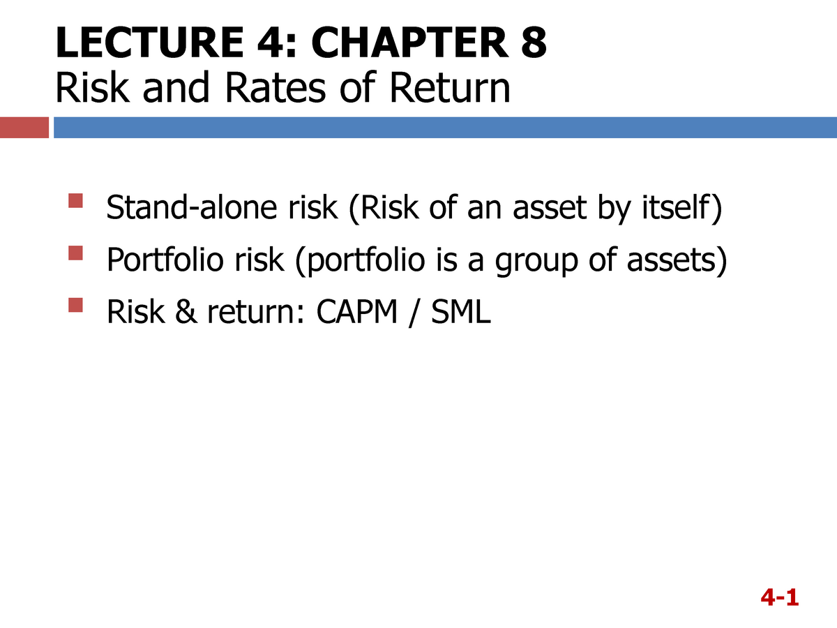 Business Finance - Lecture Notes - Lect 4 Std - LECTURE 4: CHAPTER 8 ...