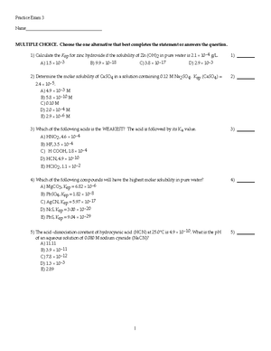 CHM 1020 Practice Exam 2 - Practice Exam 2 MULTIPLE CHOICE. Choose the ...