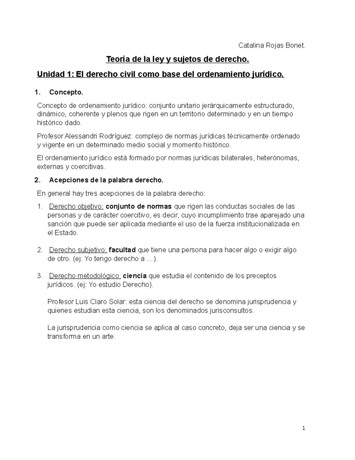 Teoría de la ley y sujetos de derecho - Catalina Rojas Bonet. Teoría de ...