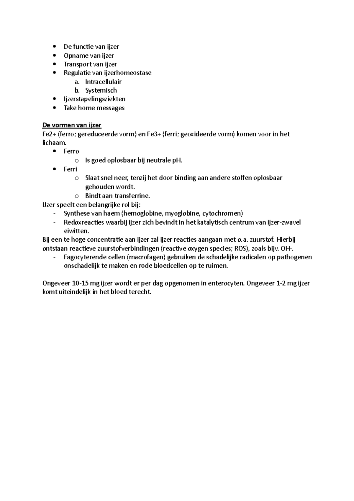 Emodule ijzer stofw 1 De functie van ijzer Opname van ijzer