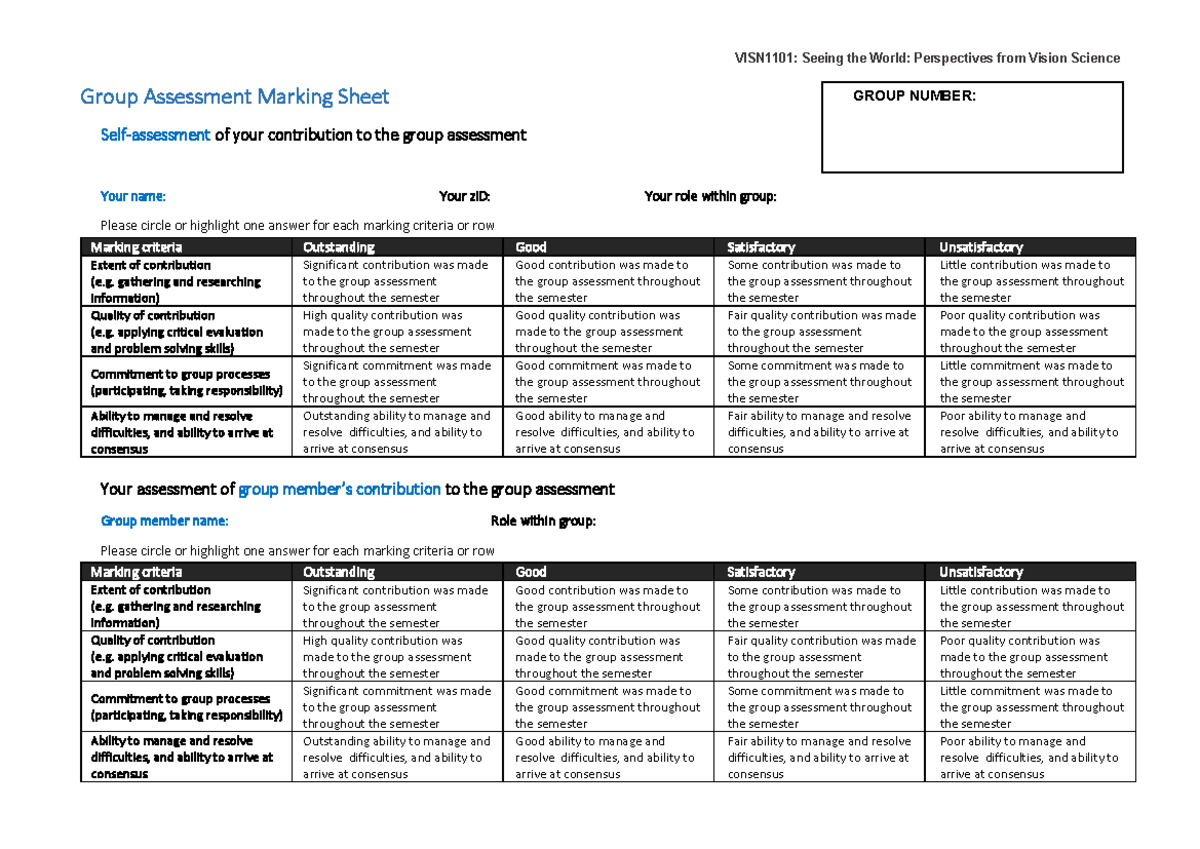 group assignment evaluation