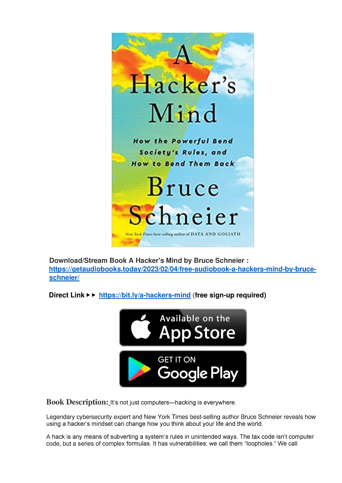 A Hacker's Mind, Bruce Schneier