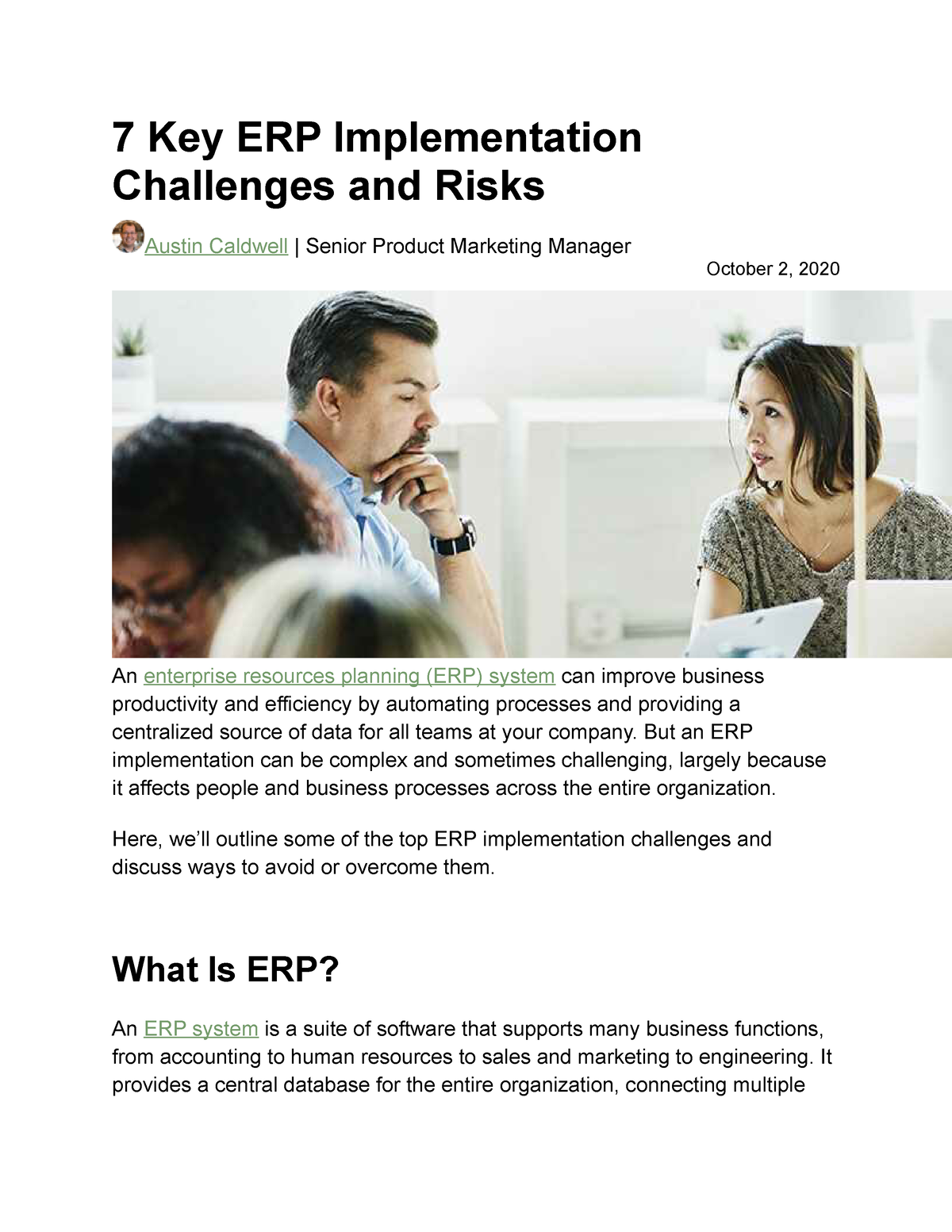 7 Key ERP Implementation Challenges And Risks - But An ERP ...