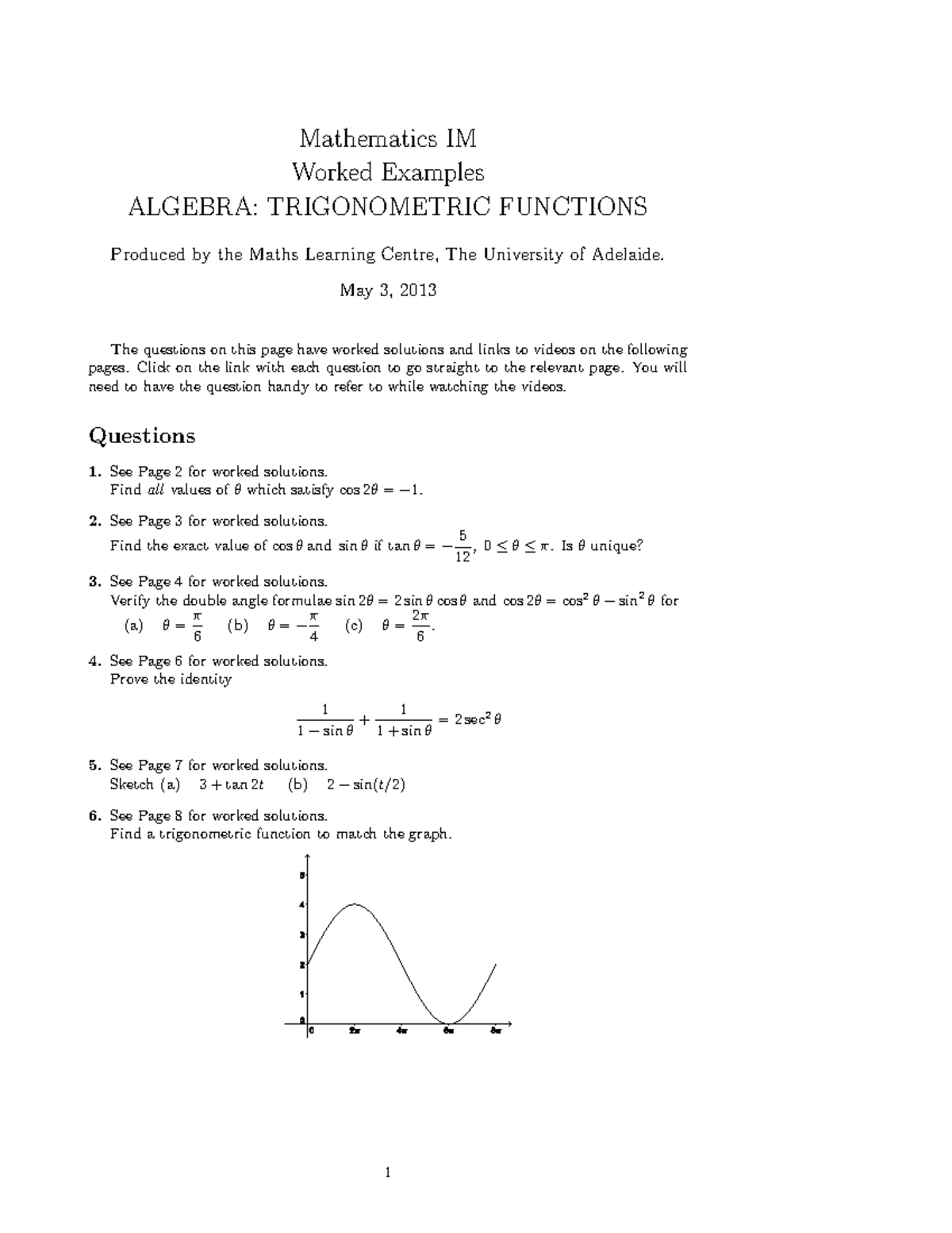 Maths 1m-examples-alg-trig - Mathematics IM Worked Examples ALGEBRA ...