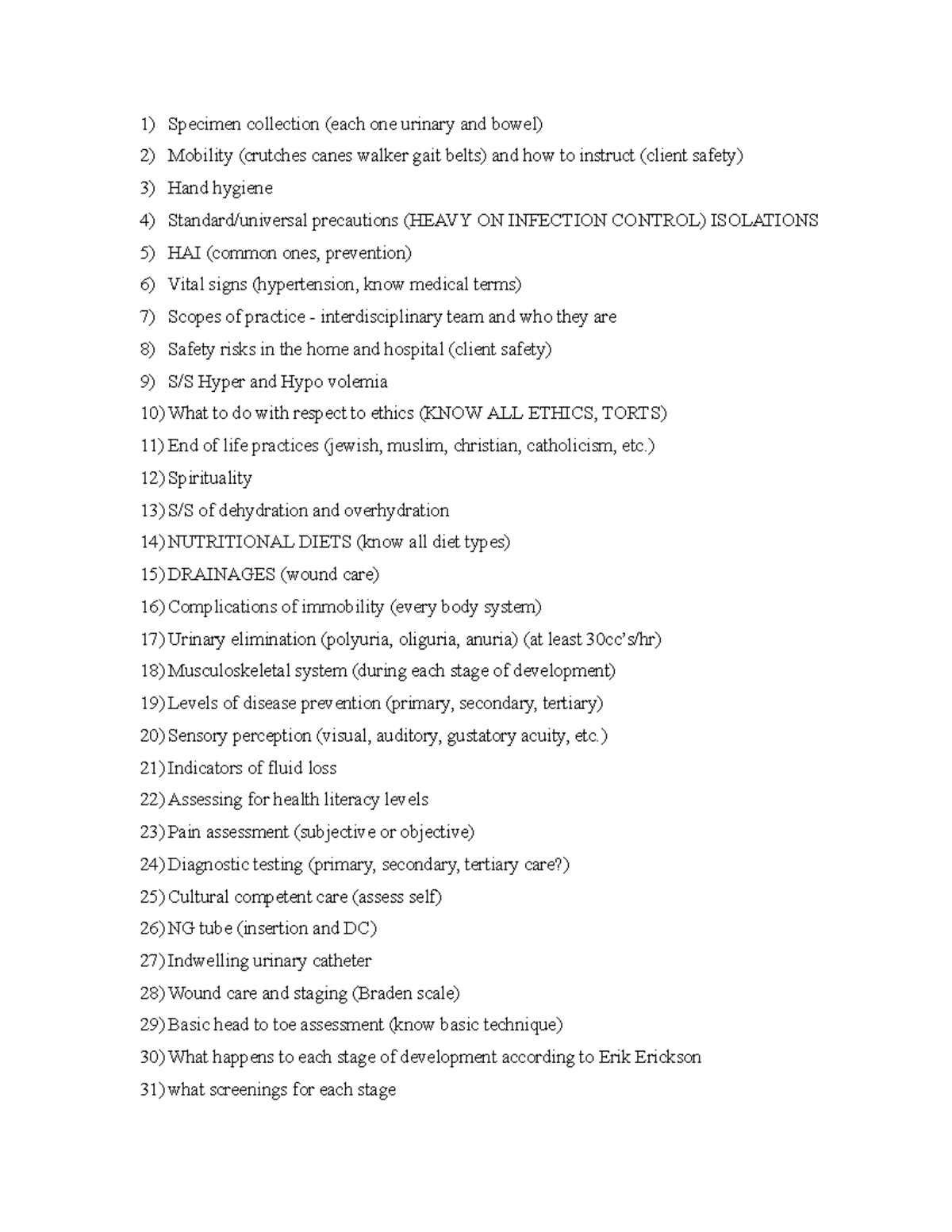 Fundamentals Final SG - study notes - Specimen collection (each one ...